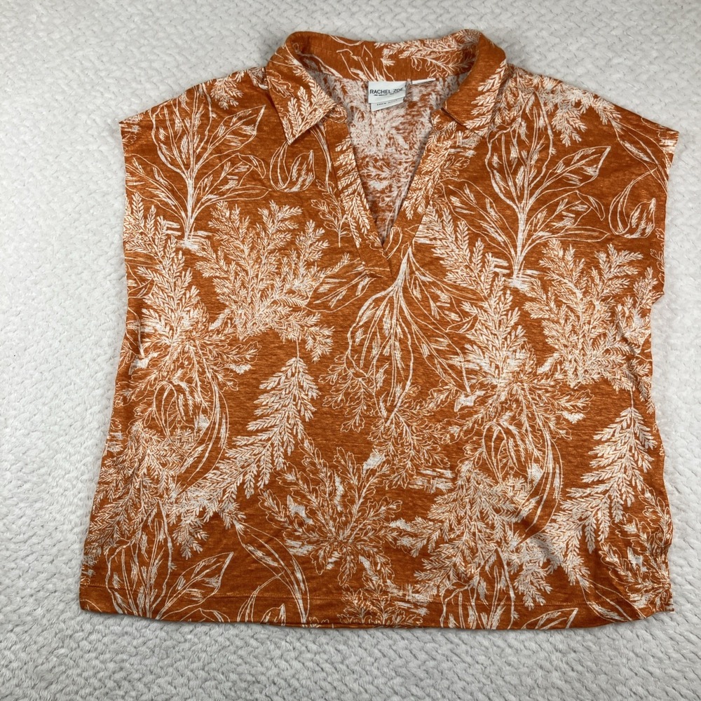 Rachel Zoe Women's 100% Linen Blouse Top Tropical Resort Breathable